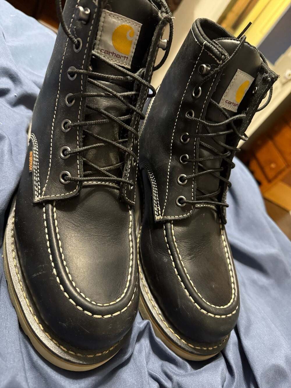 Carhartt Waterproof 6" Moc Toe Wedge Boot FW6021-W Black Size US 10